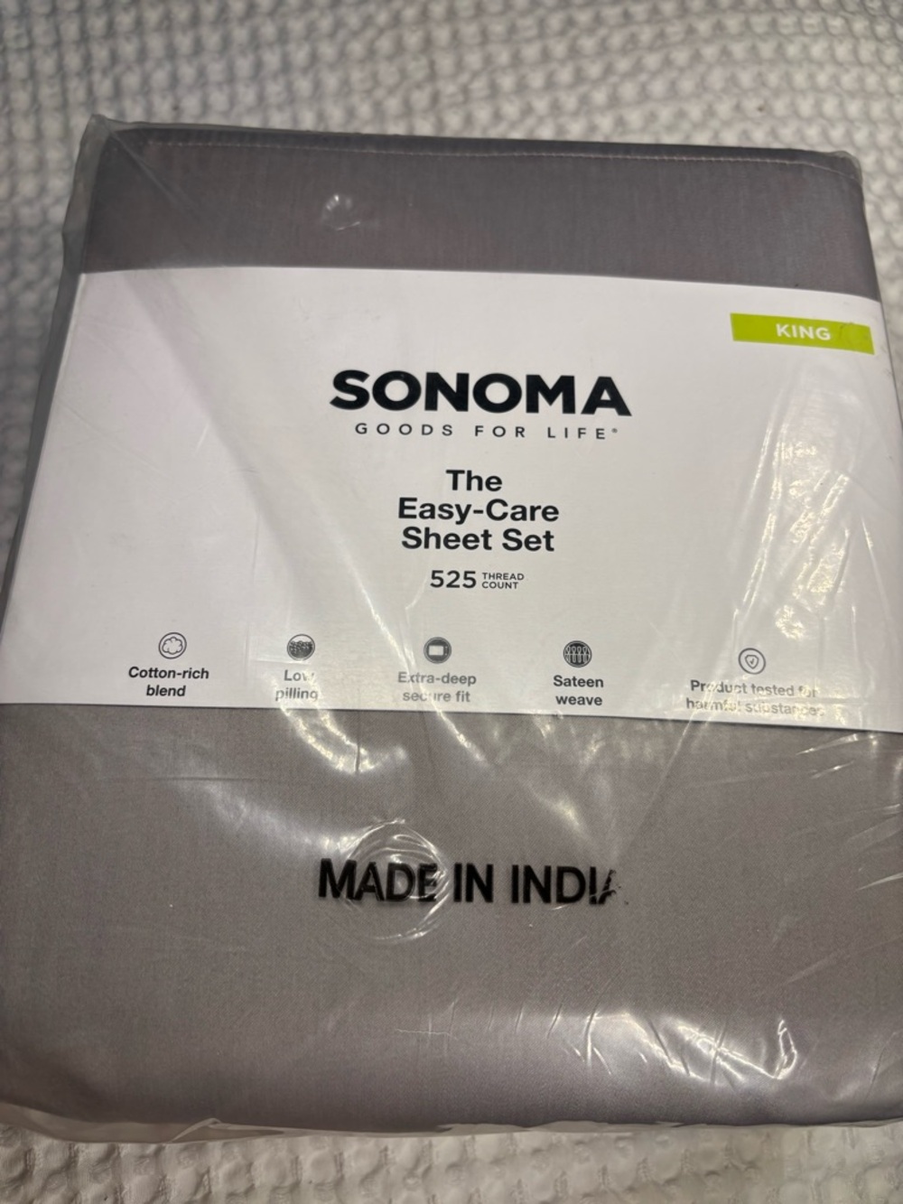 SONOMA Easy-Care Sheet Set in Gray 4 piece